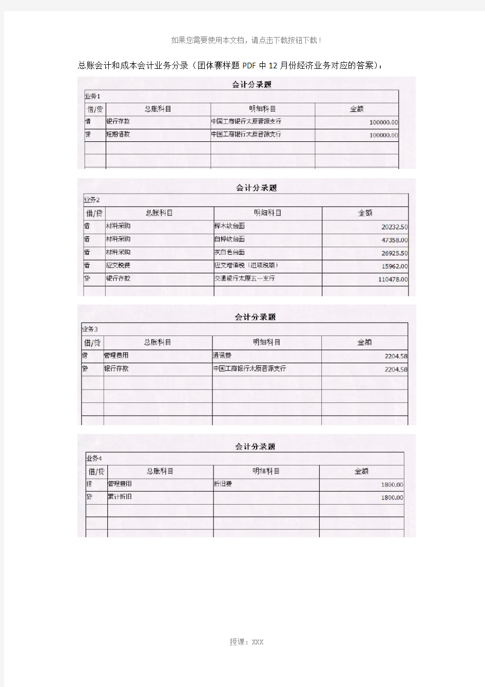 会计综合实训答案1