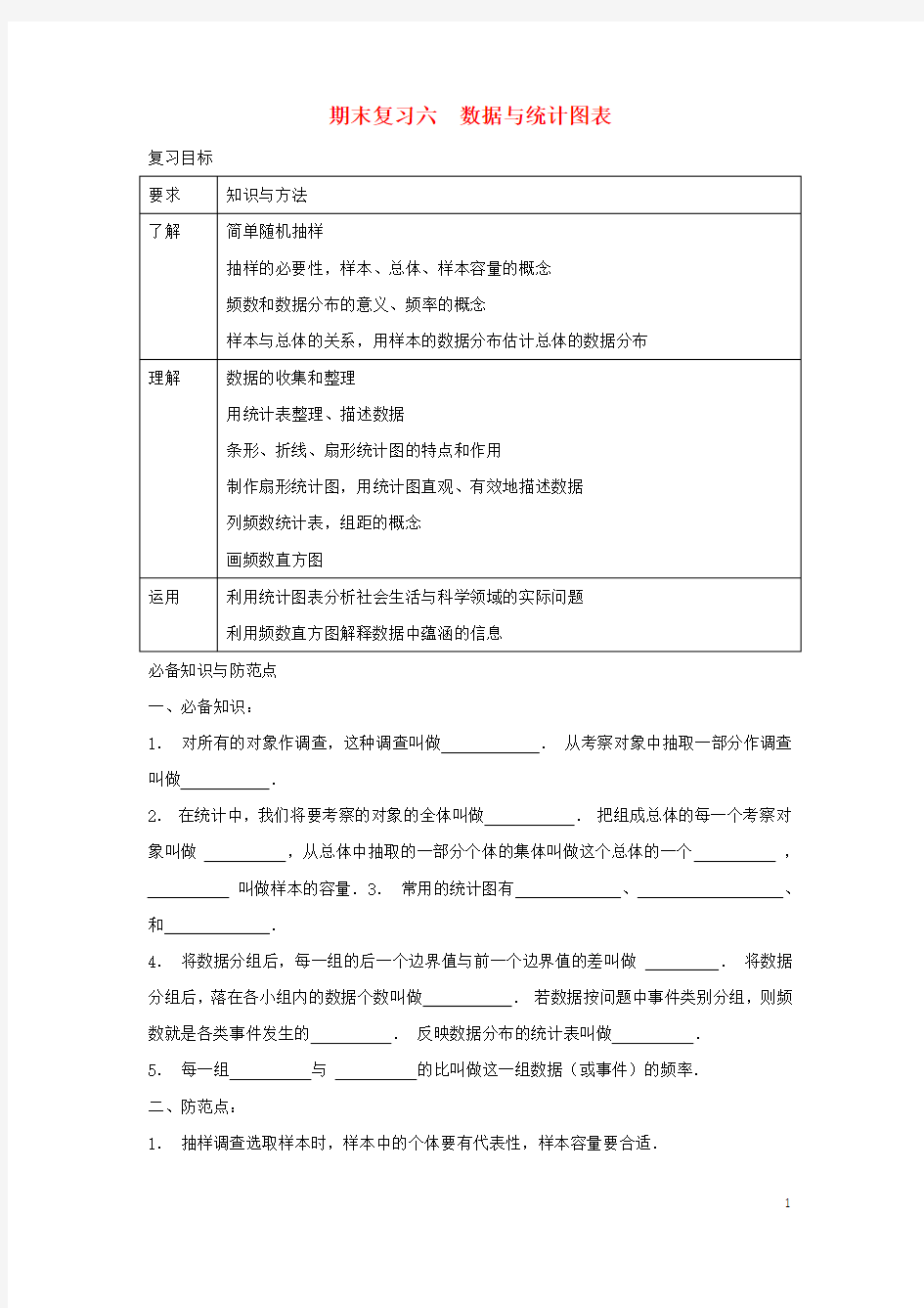 七年级数学下册 期末复习六 数据与统计图表校本作业 (新版)浙教版