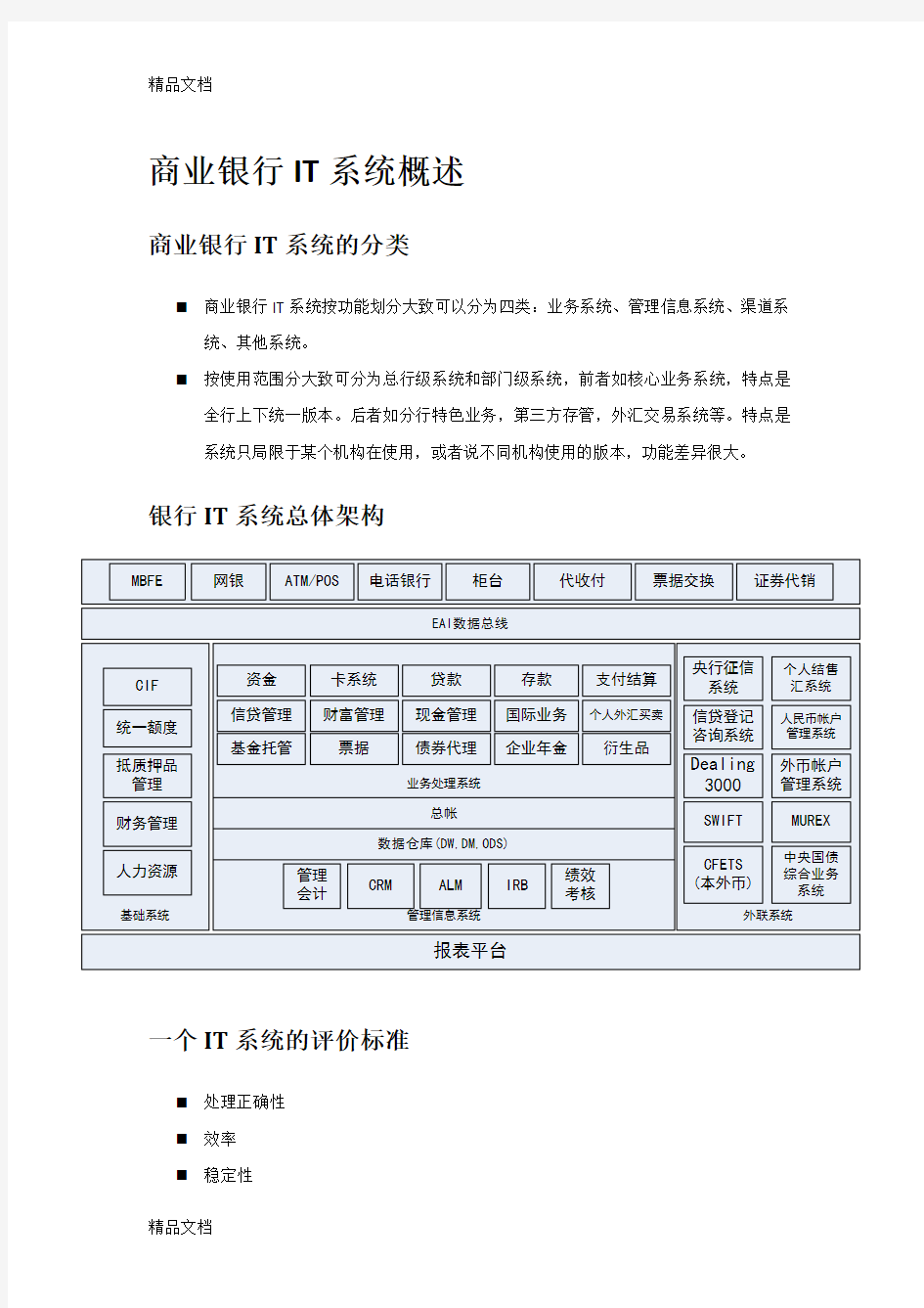 (整理)商业银行IT系统架构.