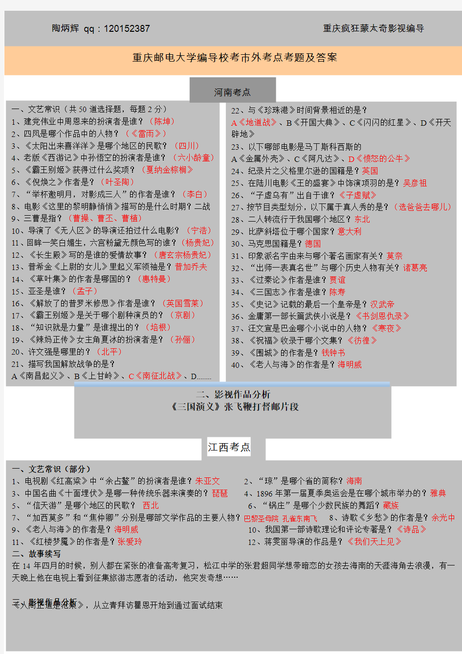 2015重庆邮电大学校考真题及答案