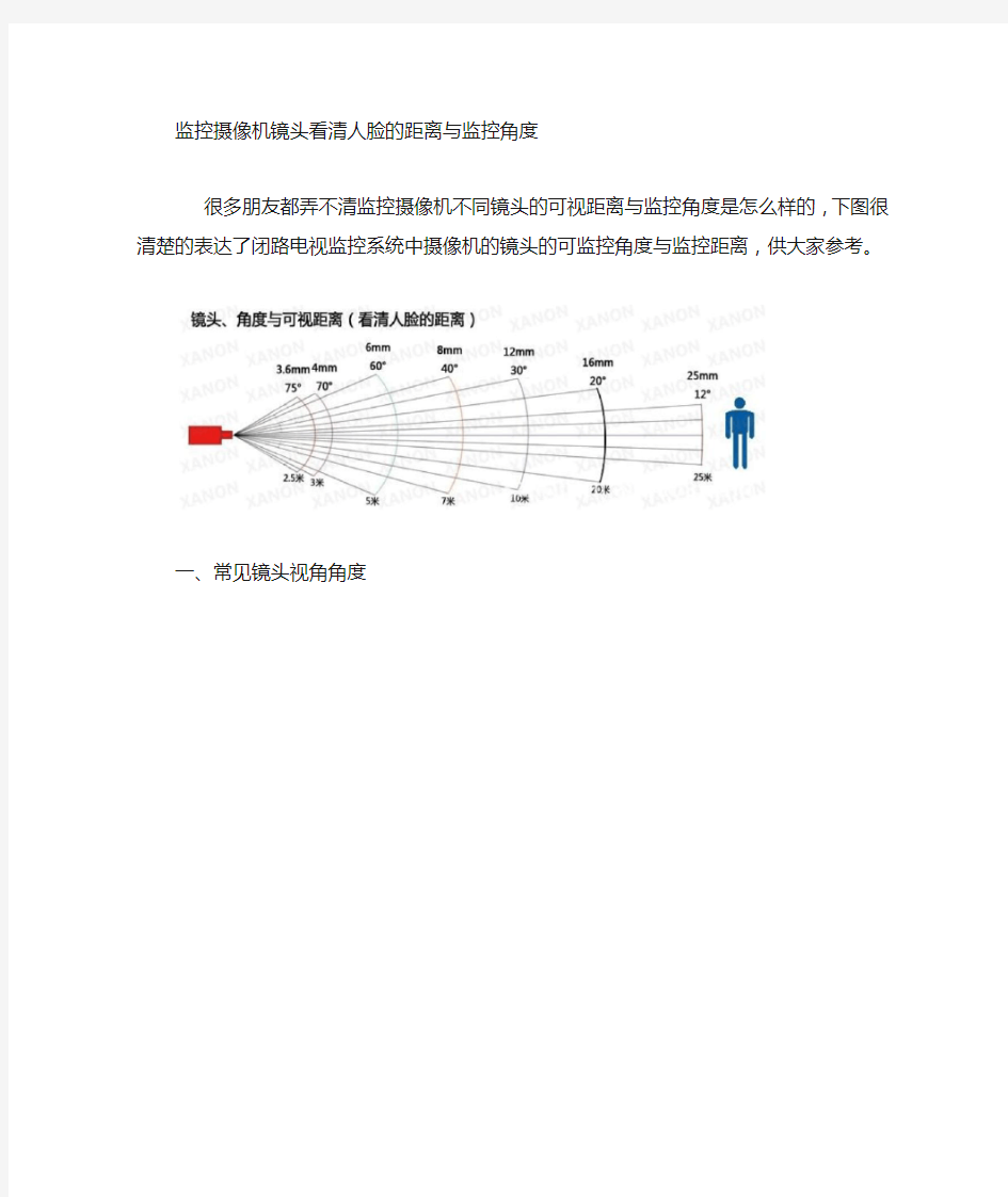 监控摄像头镜头选择与角度、距离关系