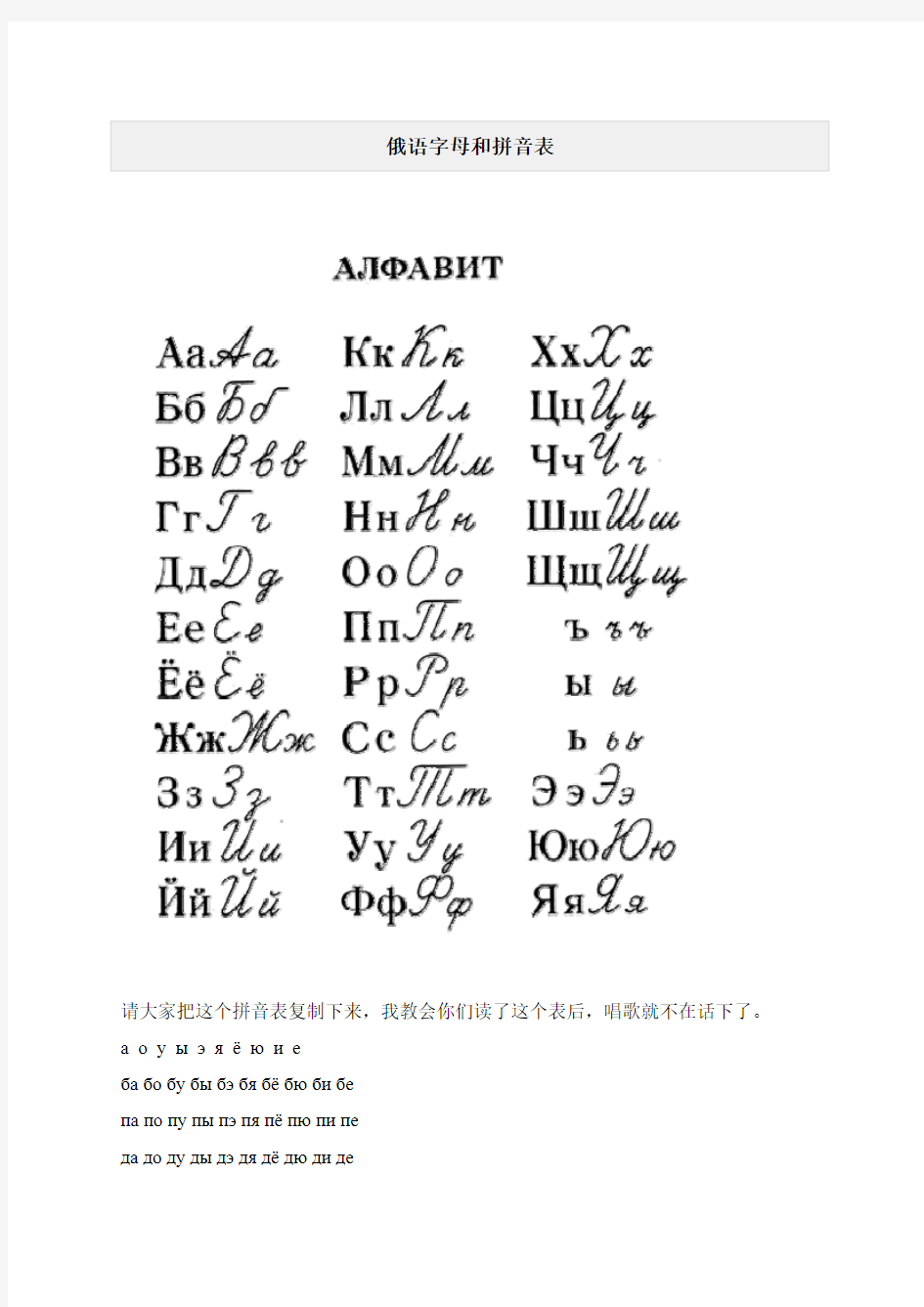 俄语字母表及音标 