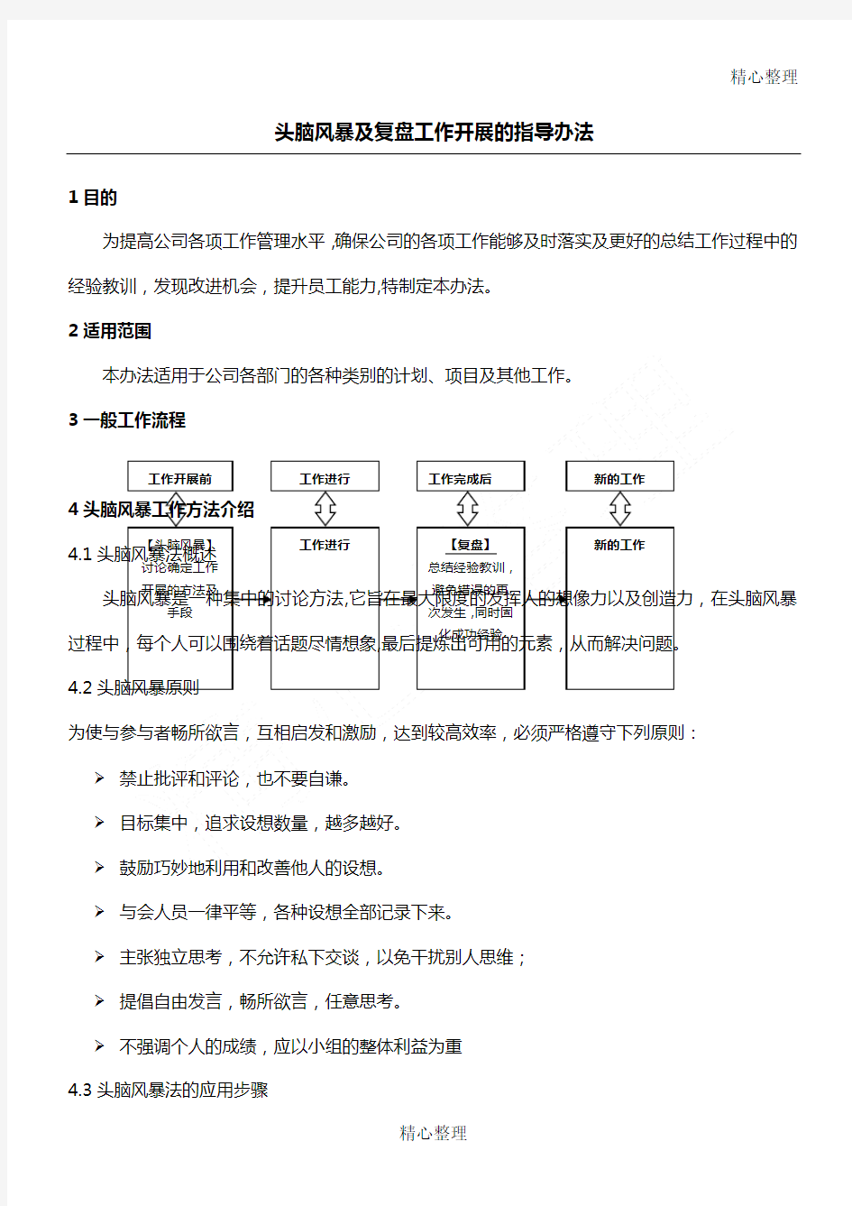 头脑风暴及复盘工作开展的指导办法