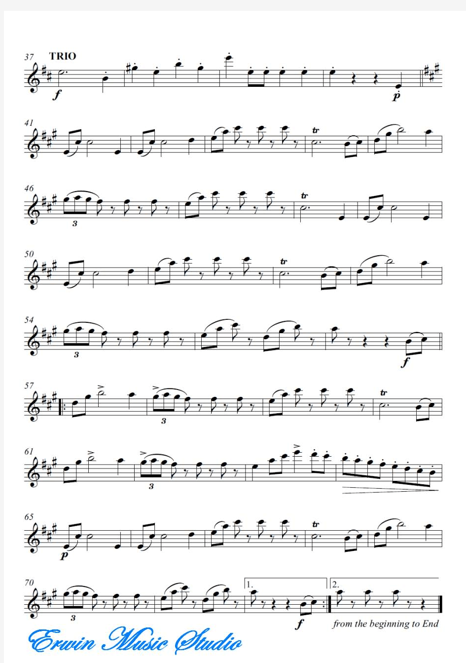 ViolinI约翰·施特劳斯《拉德斯基进行曲》弦乐四重奏总谱 分谱