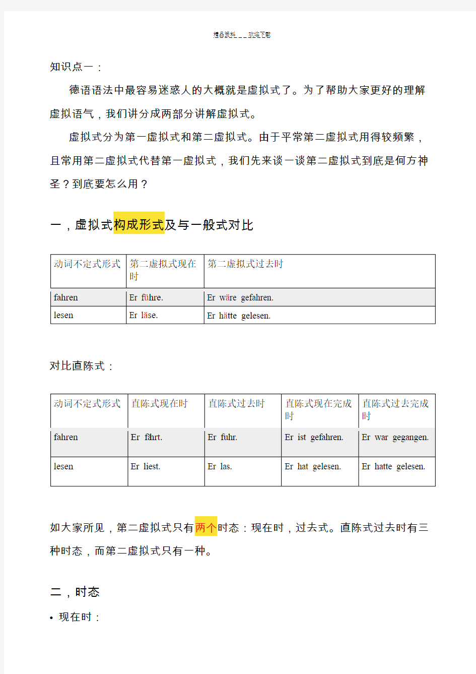 德语虚拟语气讲解(第二虚拟式)