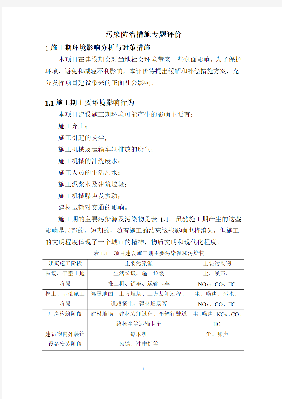 1施工期环境影响分析与对策措施