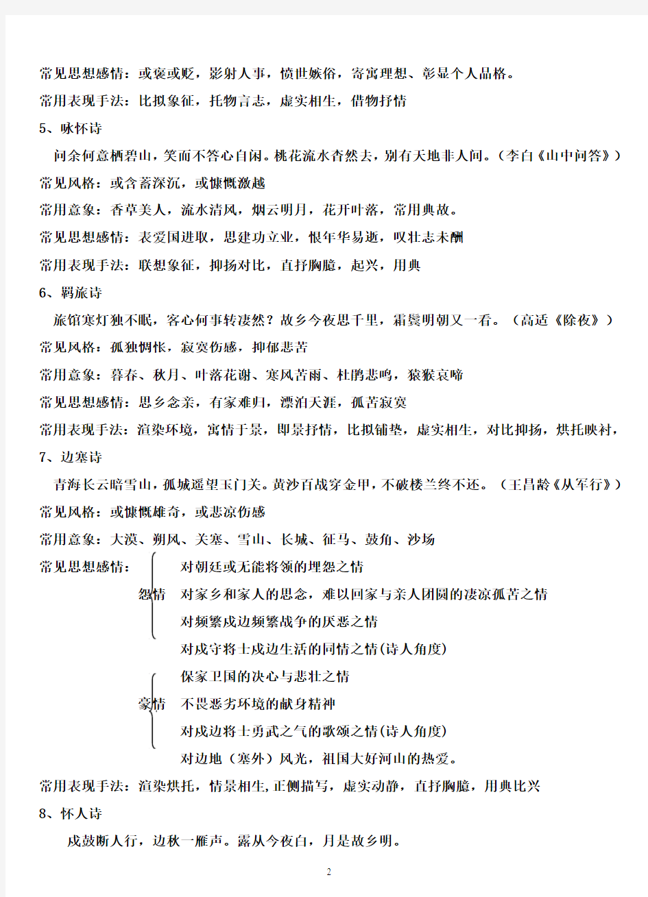 中国古代诗歌分类