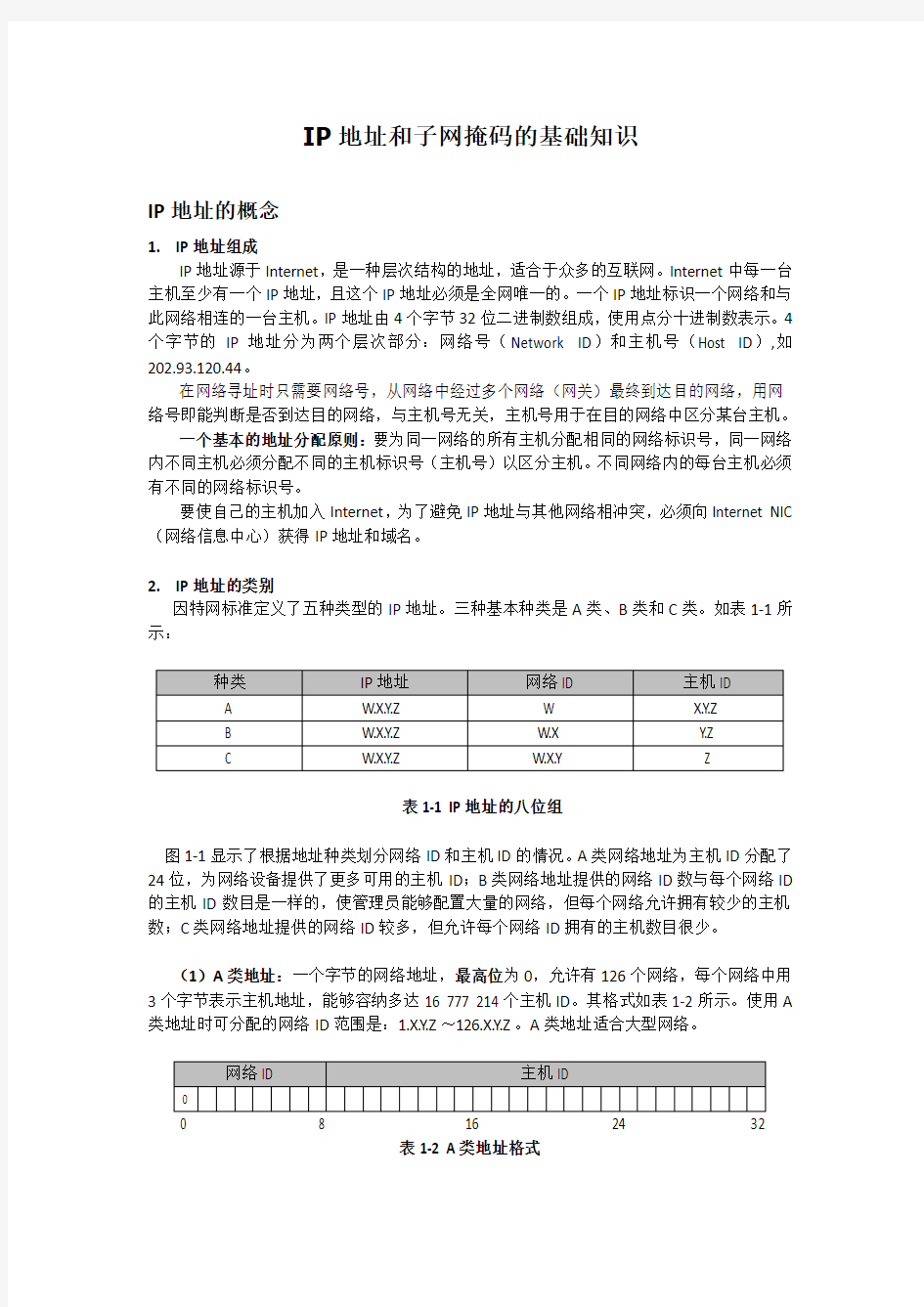 IP地址和子网掩码的基础知识