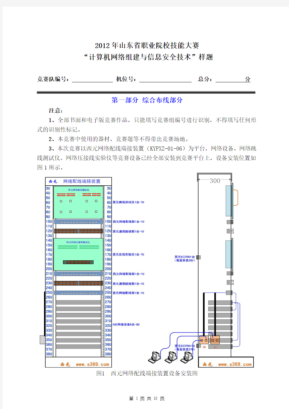 2012年计算机网络组建与信息安全技术项目竞赛样题