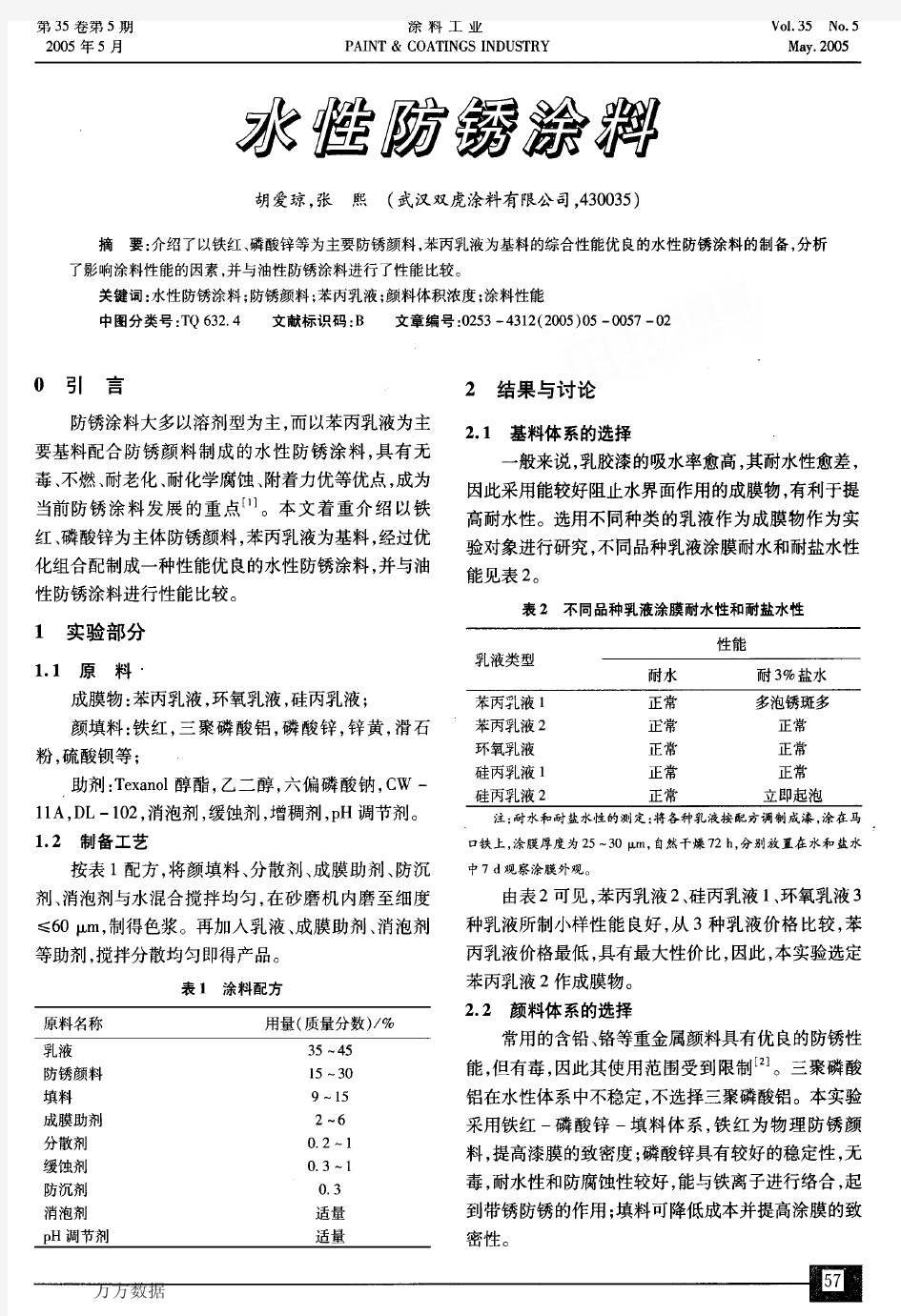 水性防锈涂料