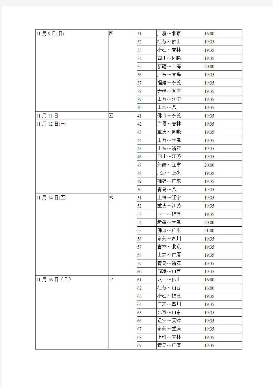 2014-15赛季中国男篮CBA总决赛赛程安排