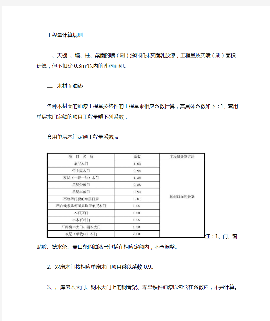 江苏省油漆、涂料、裱糊工程计算规则