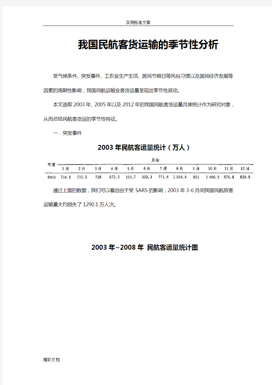 航空运输季节性分析报告报告材料