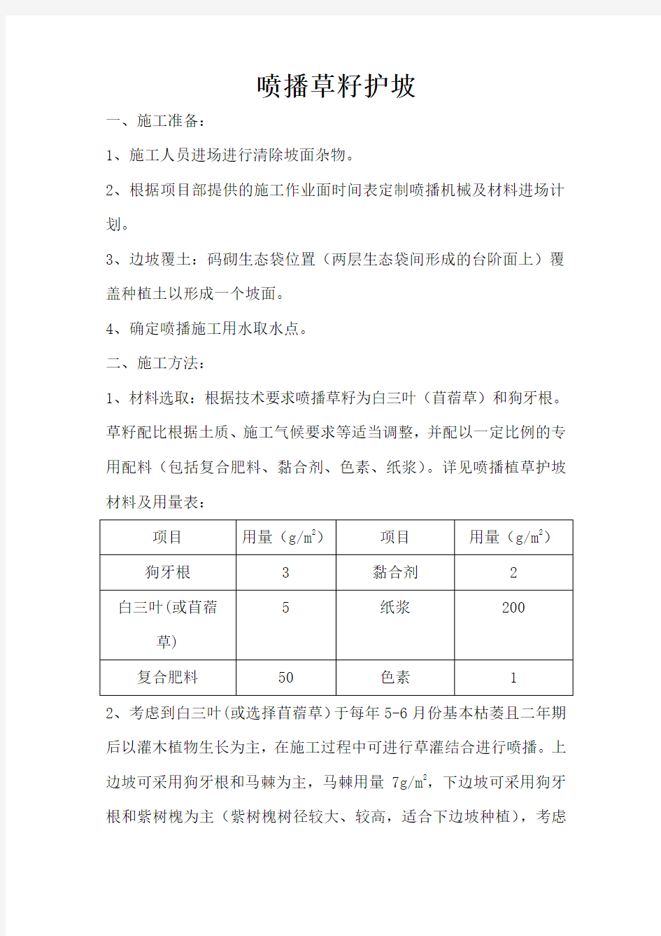 (完整版)护坡喷播植草施工方案