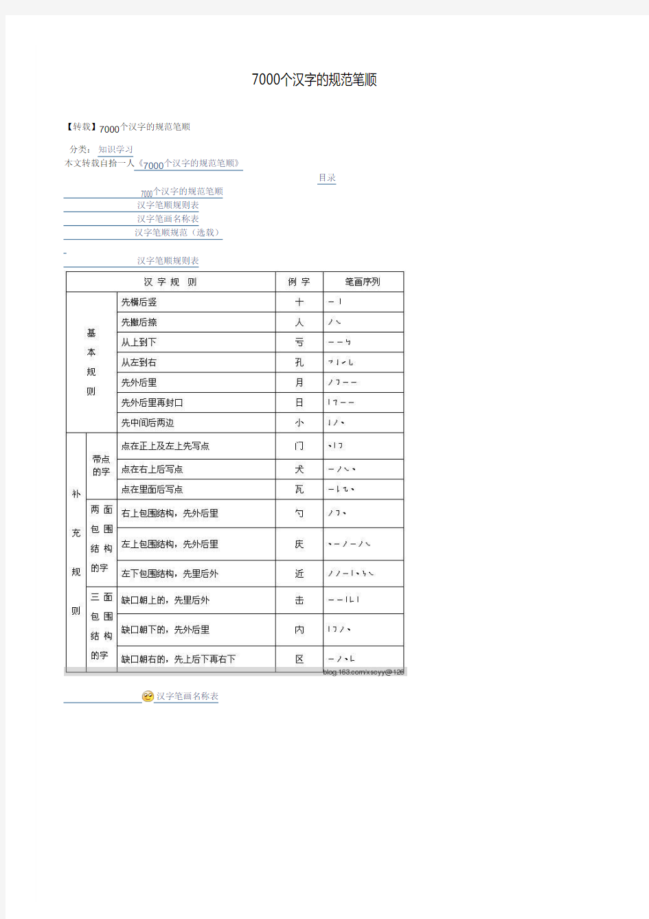 个汉字的规范笔顺