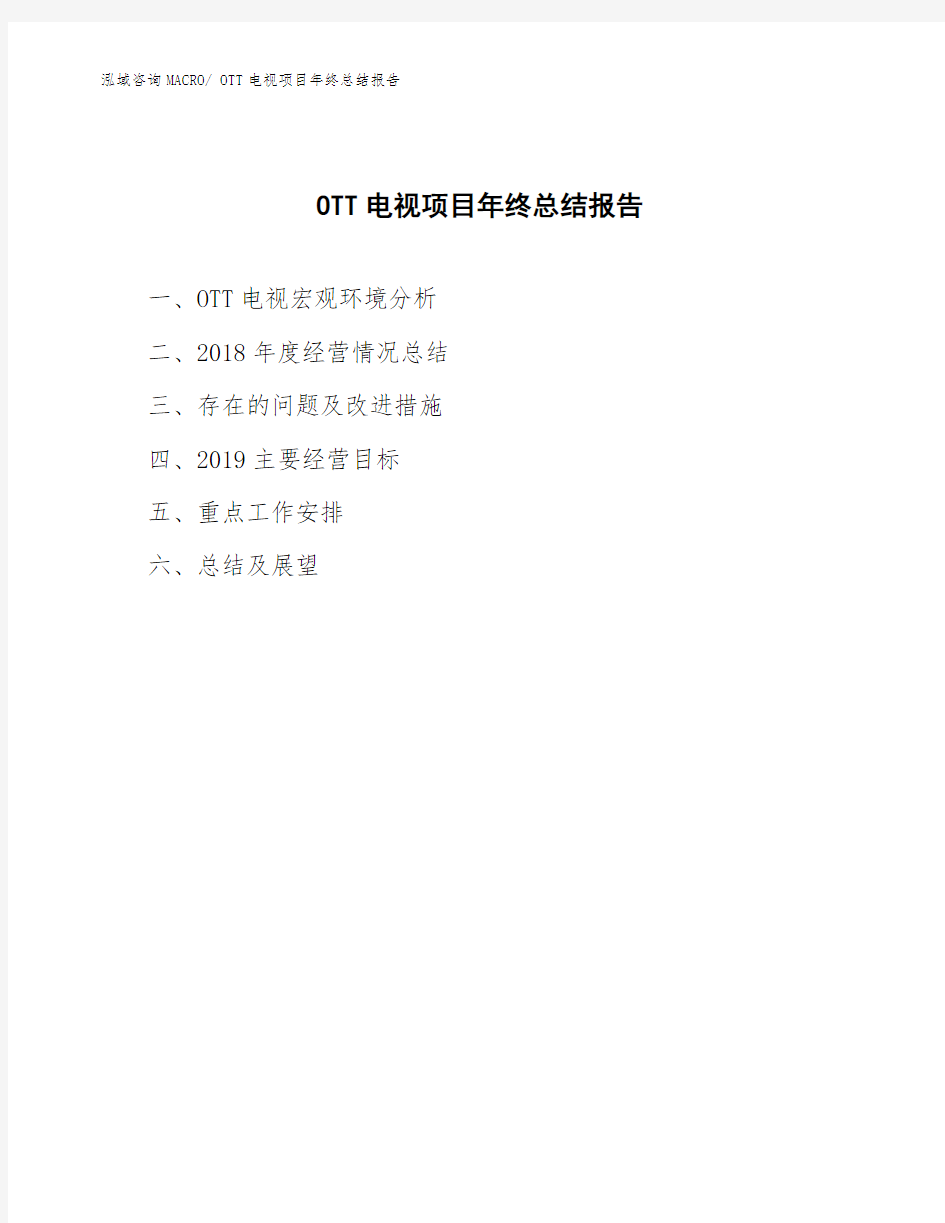 OTT电视项目年终总结报告