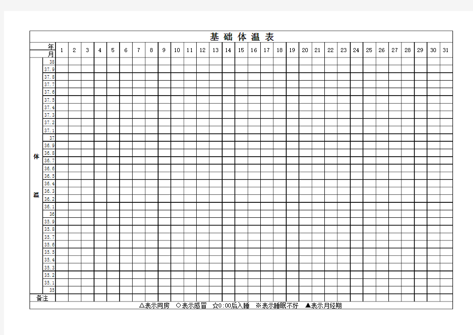 基础体温表 可直接打印