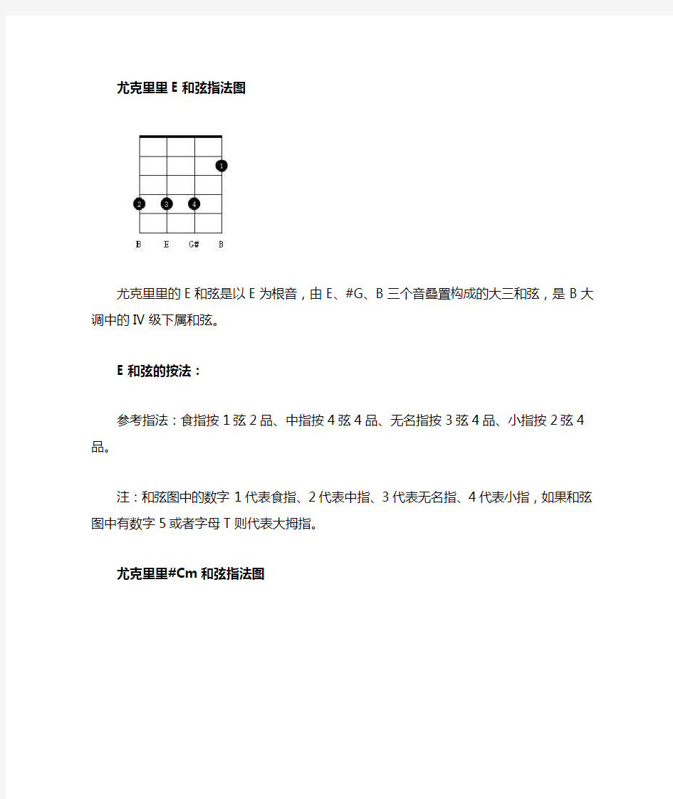 尤克里里和弦指法图详解