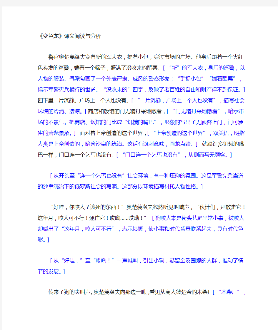 变色龙课文分析