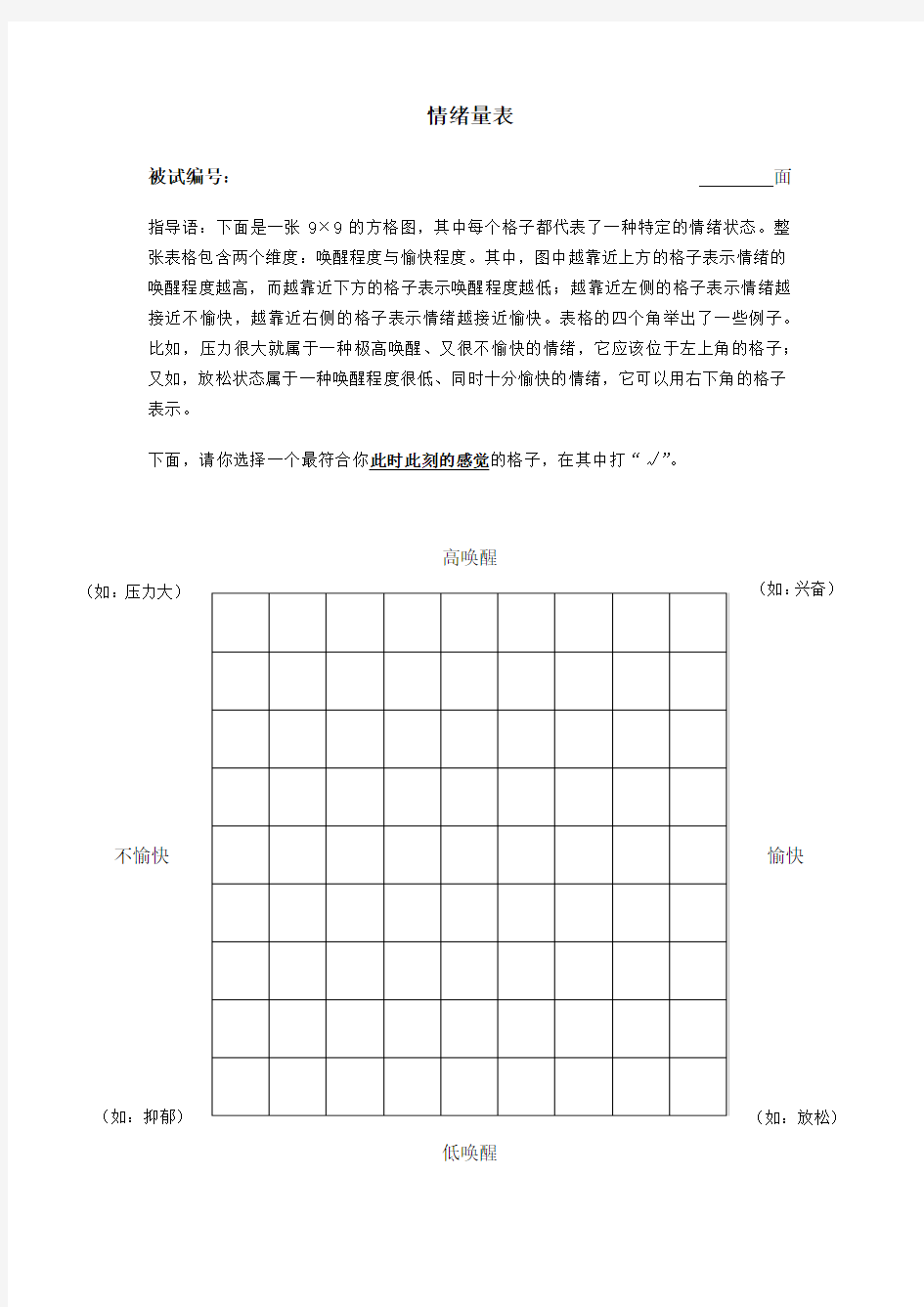 Affect Grid情绪测量