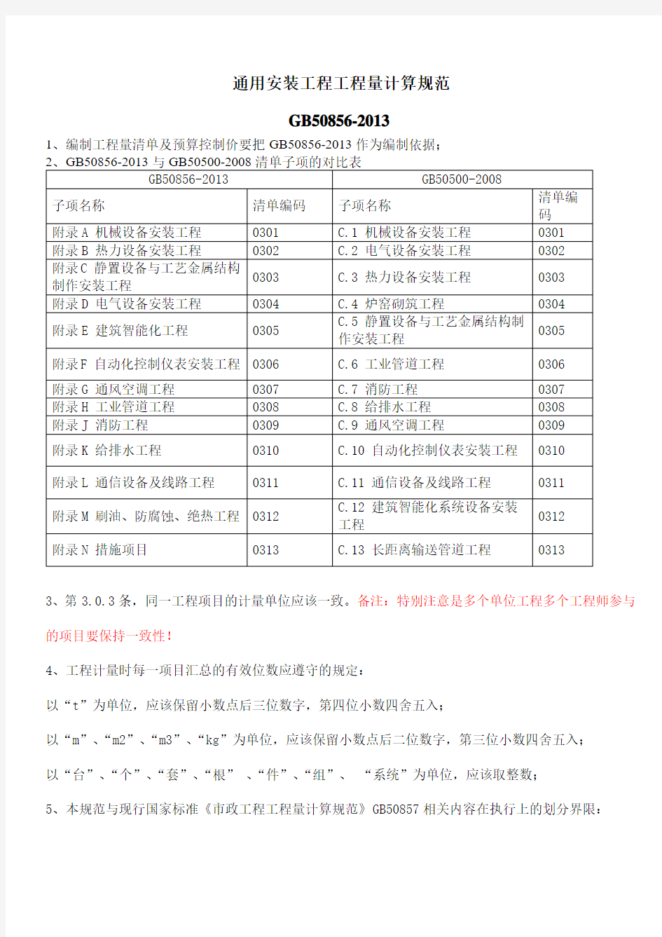 13清单规范与08清单规范安装部分区别.