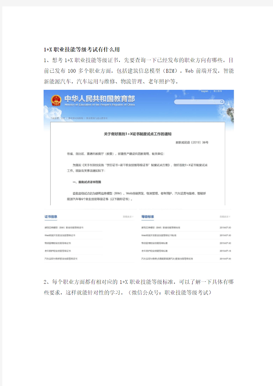 1+X职业技能等级考试有什么用