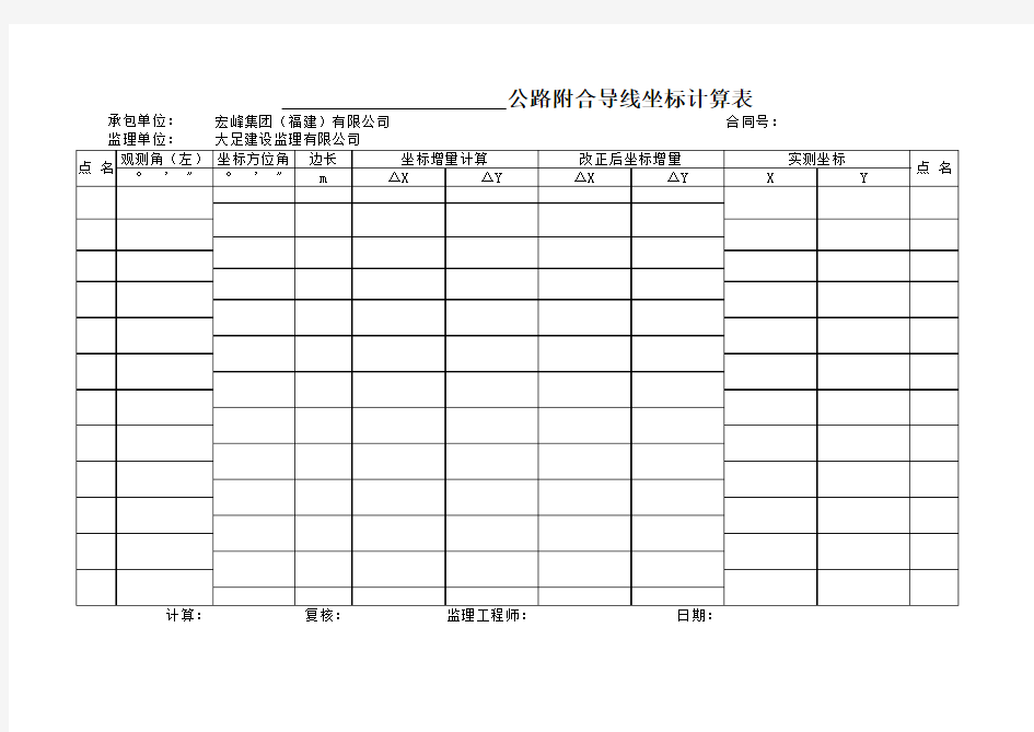 附合导线测量表