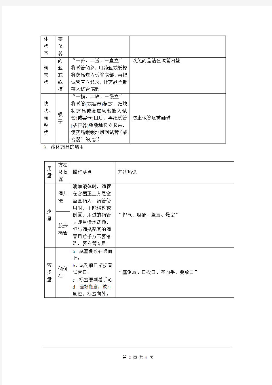 第一单元课题3 走进化学实验室 教案设计