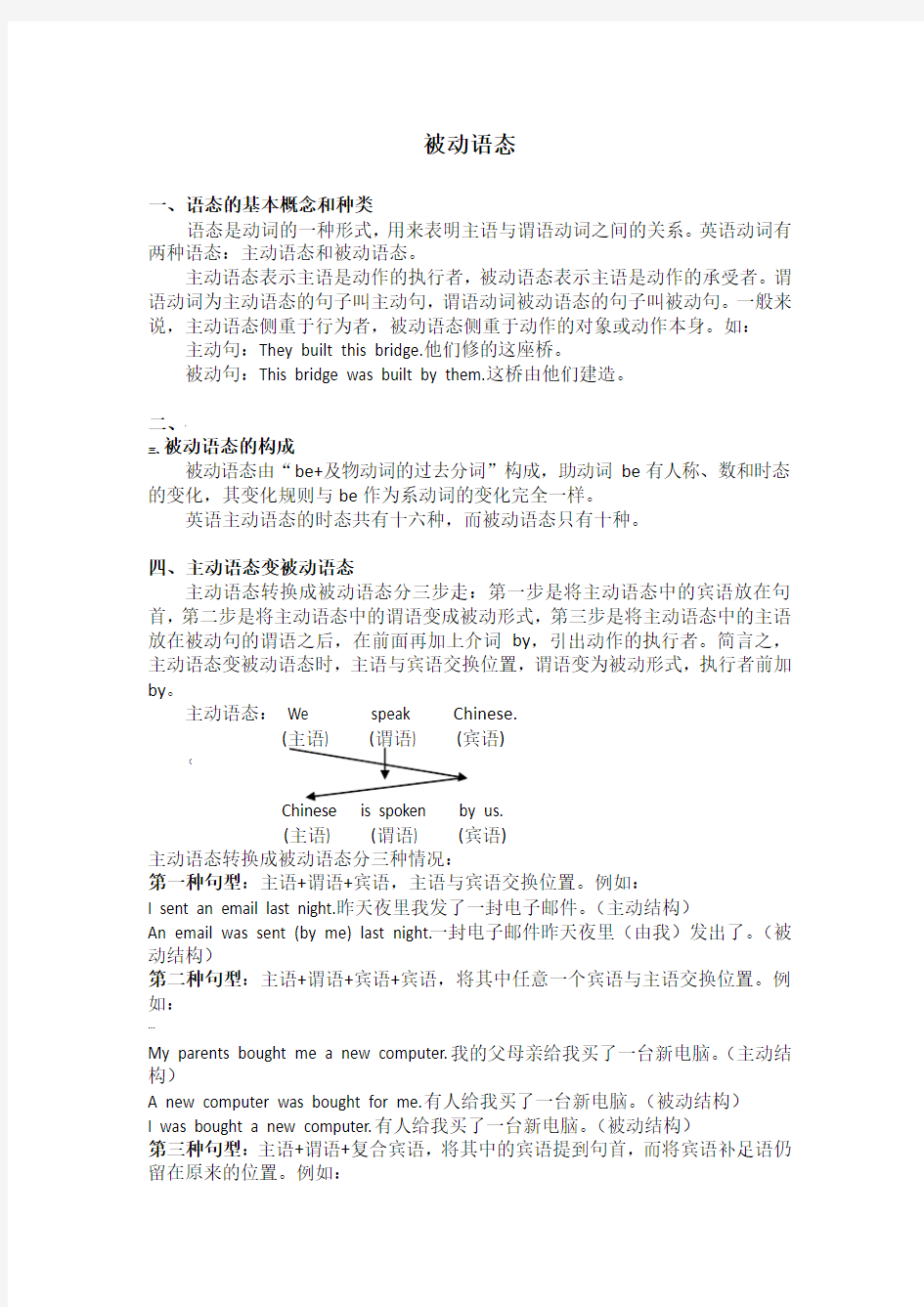 高中英语语法被动语态