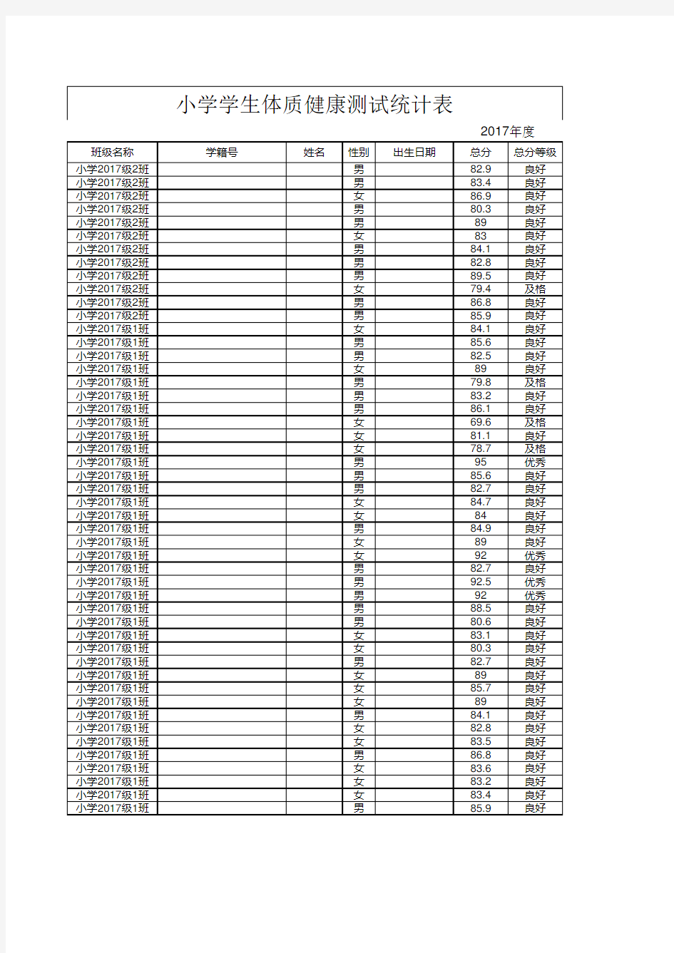 学生体质健康测试统计表2017.xls
