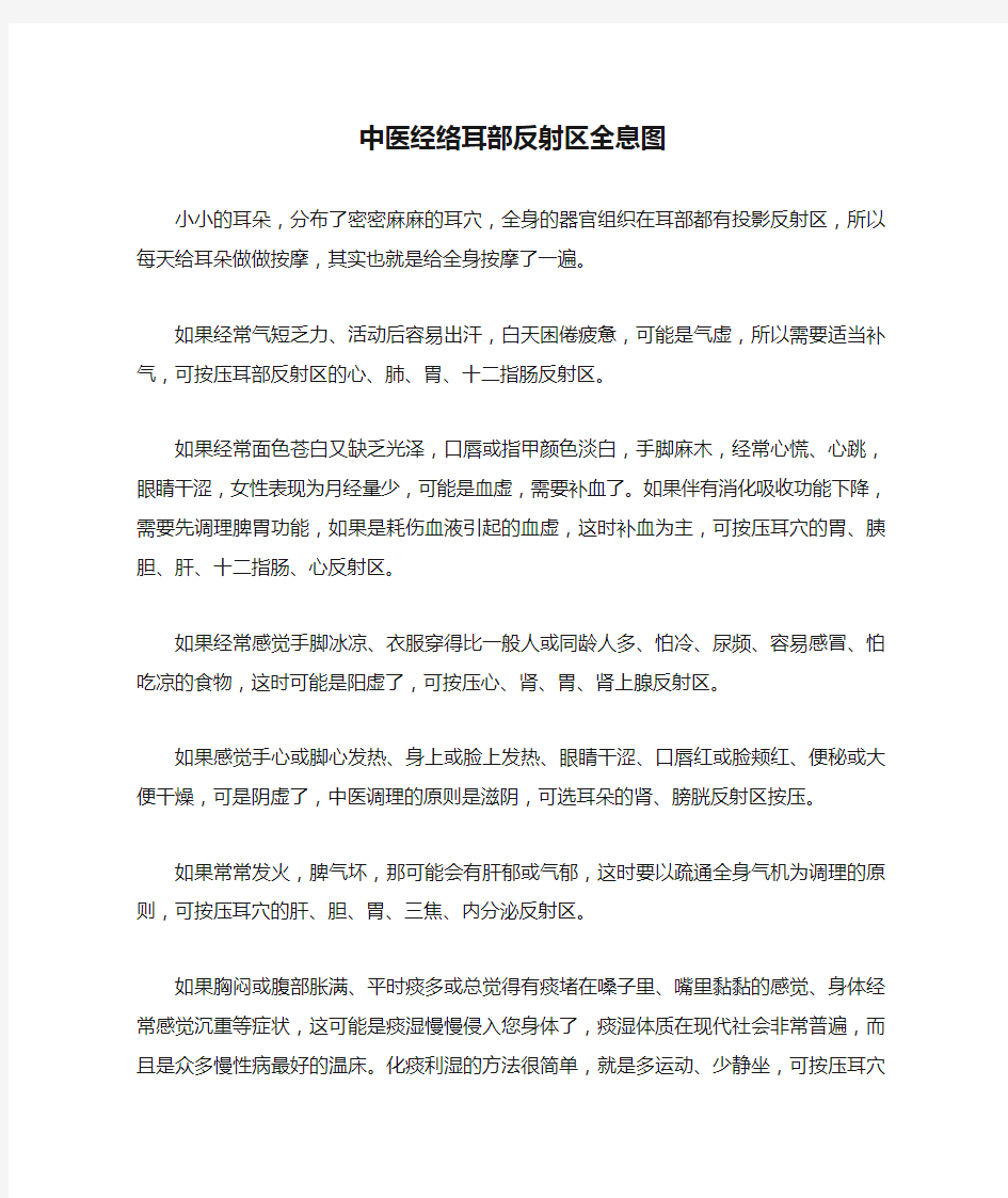 中医经络耳部反射区全息图