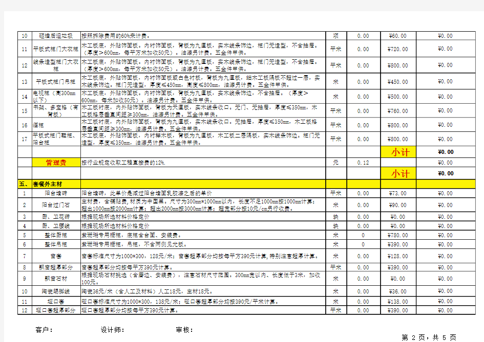 装修公司报价模板