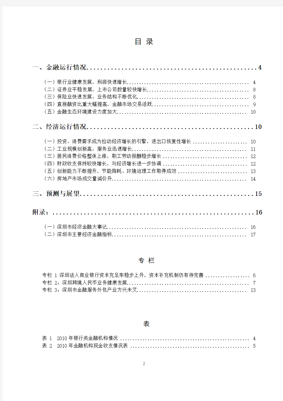 2010年深圳市金融运行报告