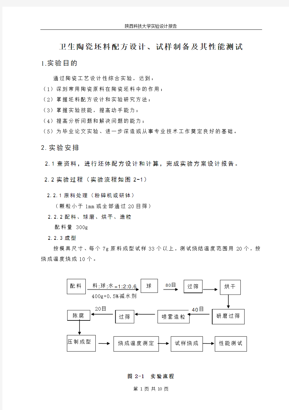 卫生陶瓷坯料配方设计