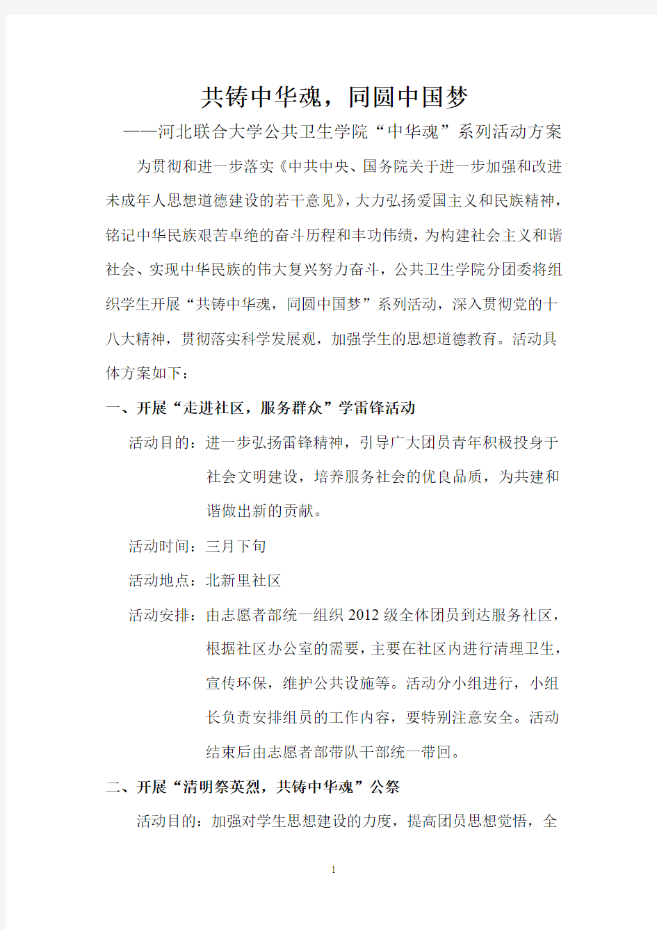 中华魂系列活动方案