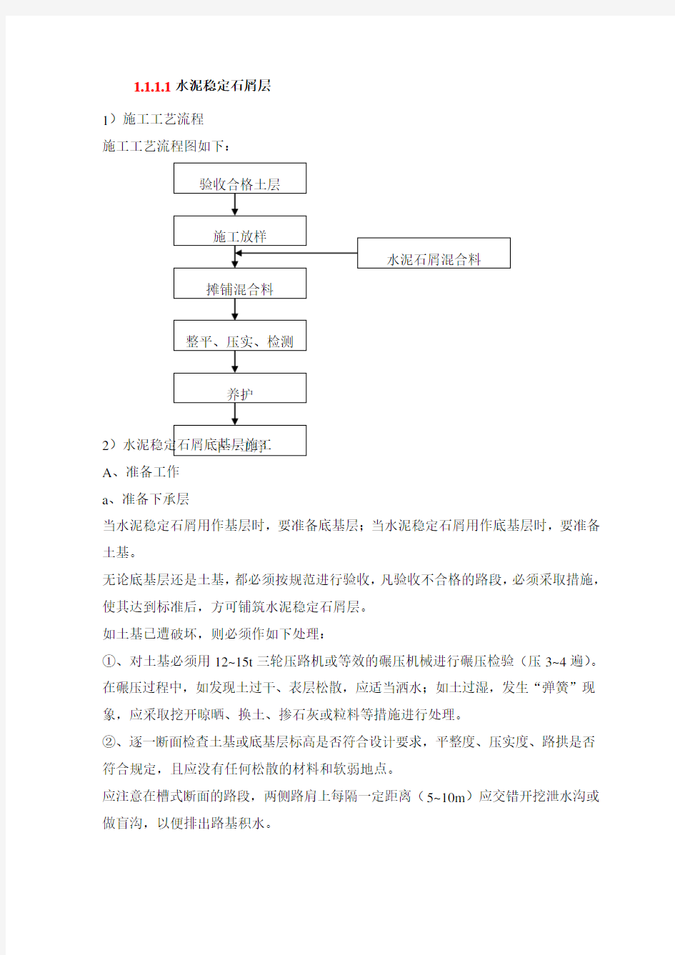 水泥稳定石屑层