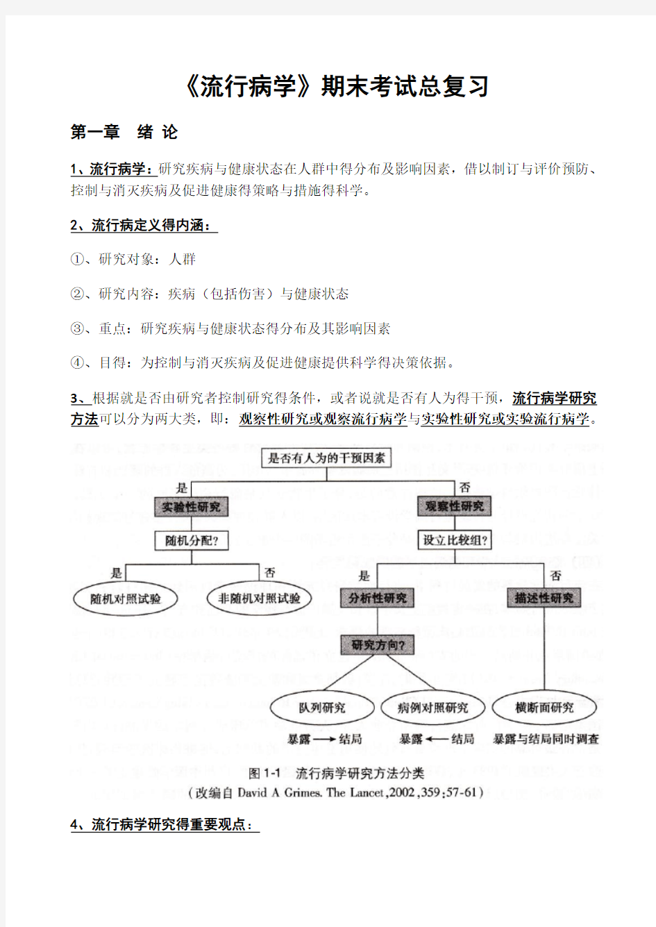 流行病学重点总结