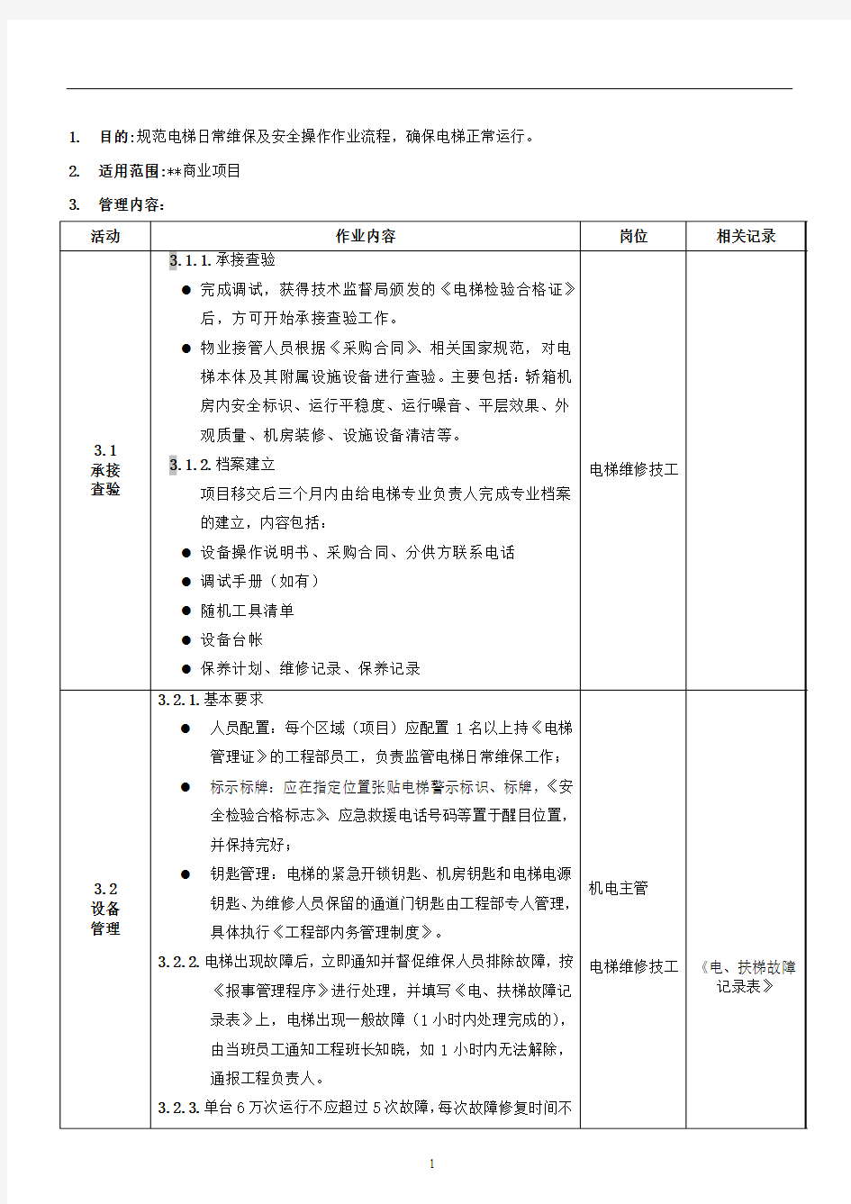 电梯、扶梯作业指导书