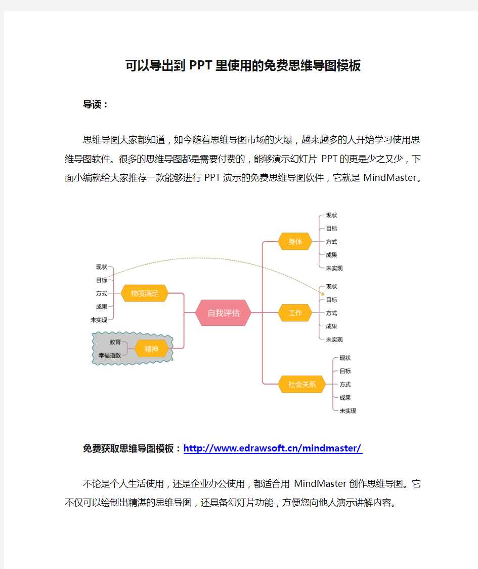 可以导出到PPT里使用的免费思维导图模板