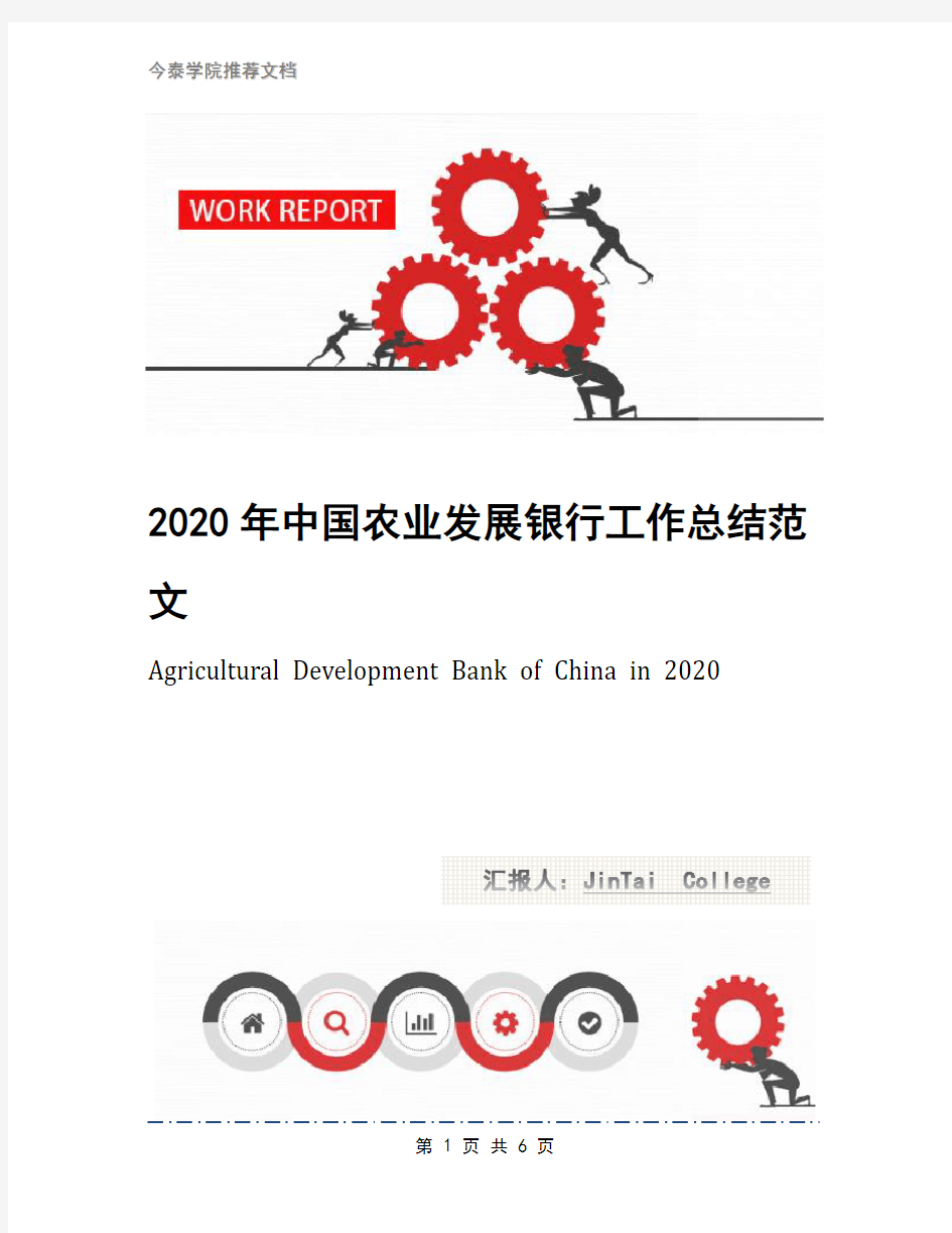 2020年中国农业发展银行工作总结范文