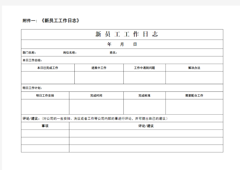 新员工工作日志