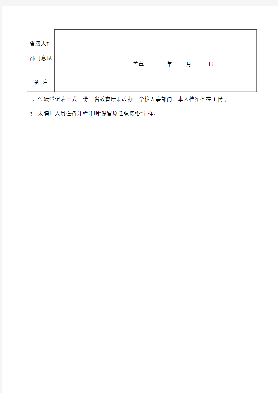 陕西省教育厅中小学教师系列职称资格过渡登记表【模板】