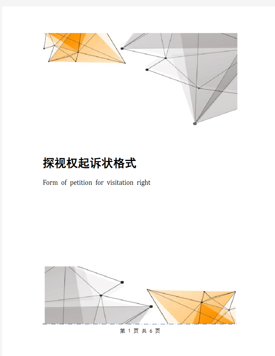 探视权起诉状格式