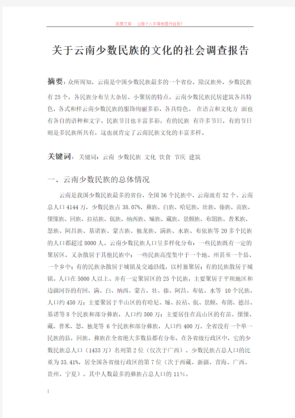 关于云南少数民族的社会调查报告 (1)