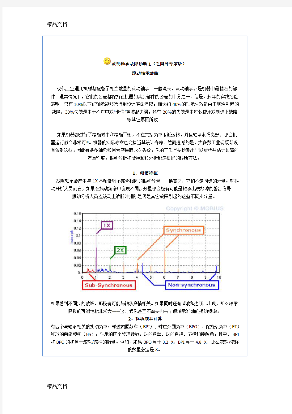 滚动轴承故障诊断频谱分析讲解学习