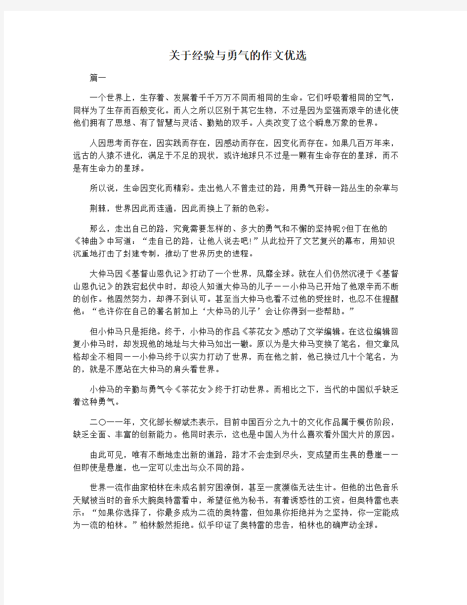 关于经验与勇气的作文优选