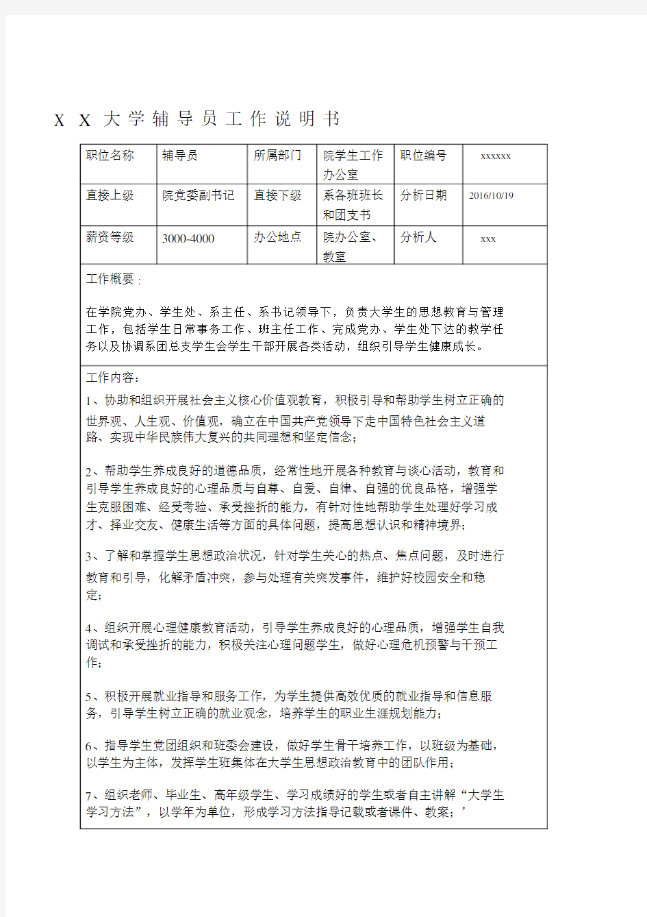 大学辅导员工作说明书介绍.docx