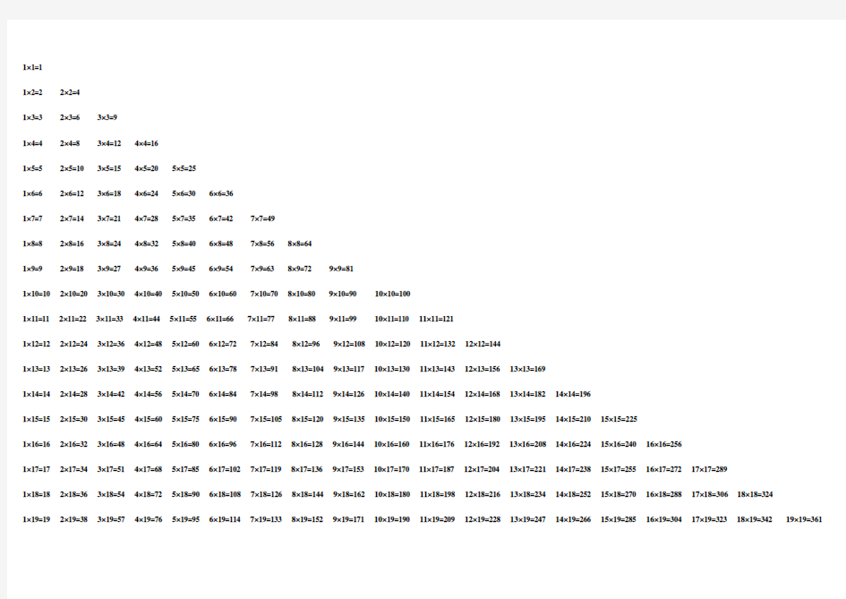 19-19乘法表