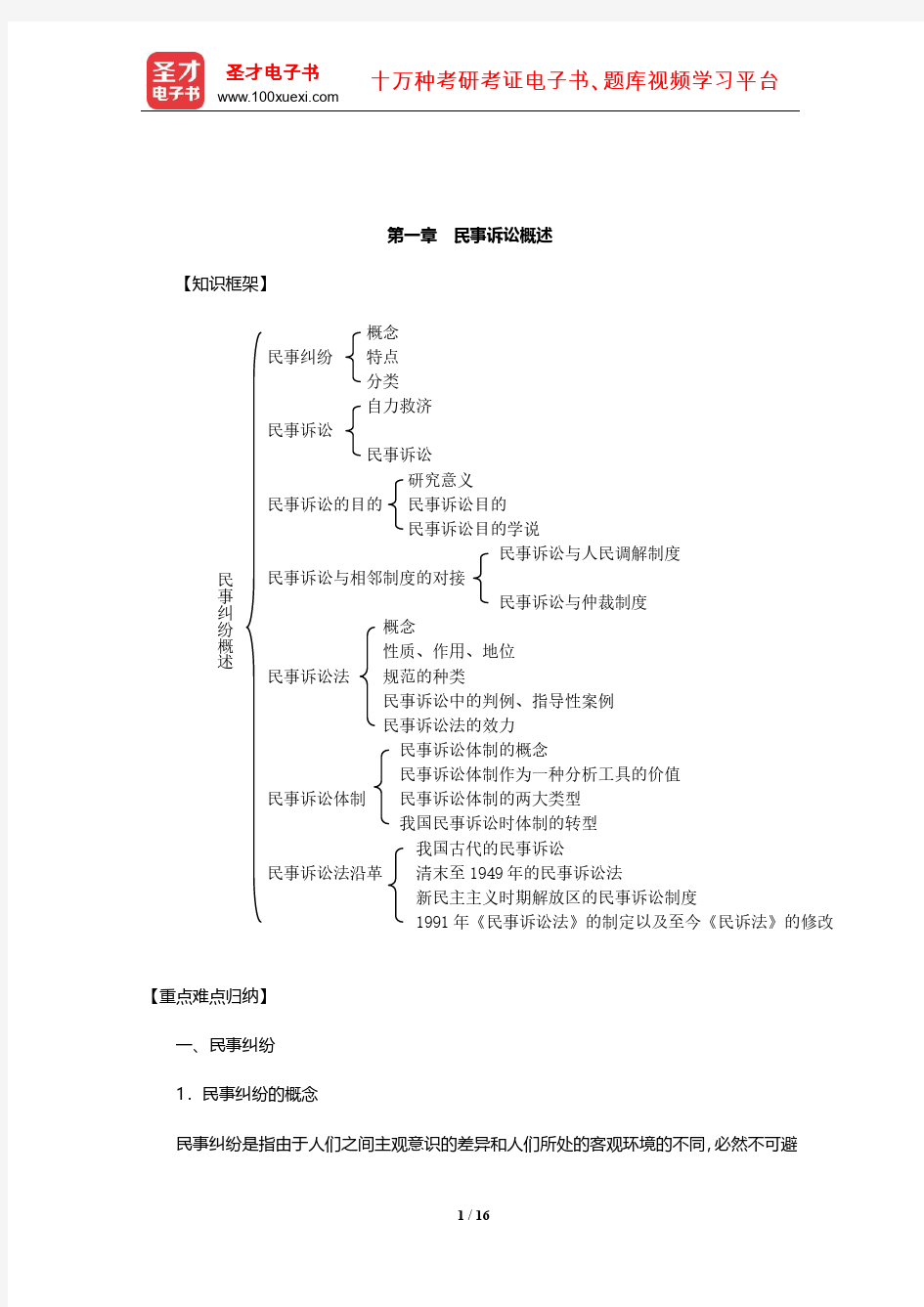 张卫平《民事诉讼法》复习笔记(民事诉讼概述)【圣才出品】