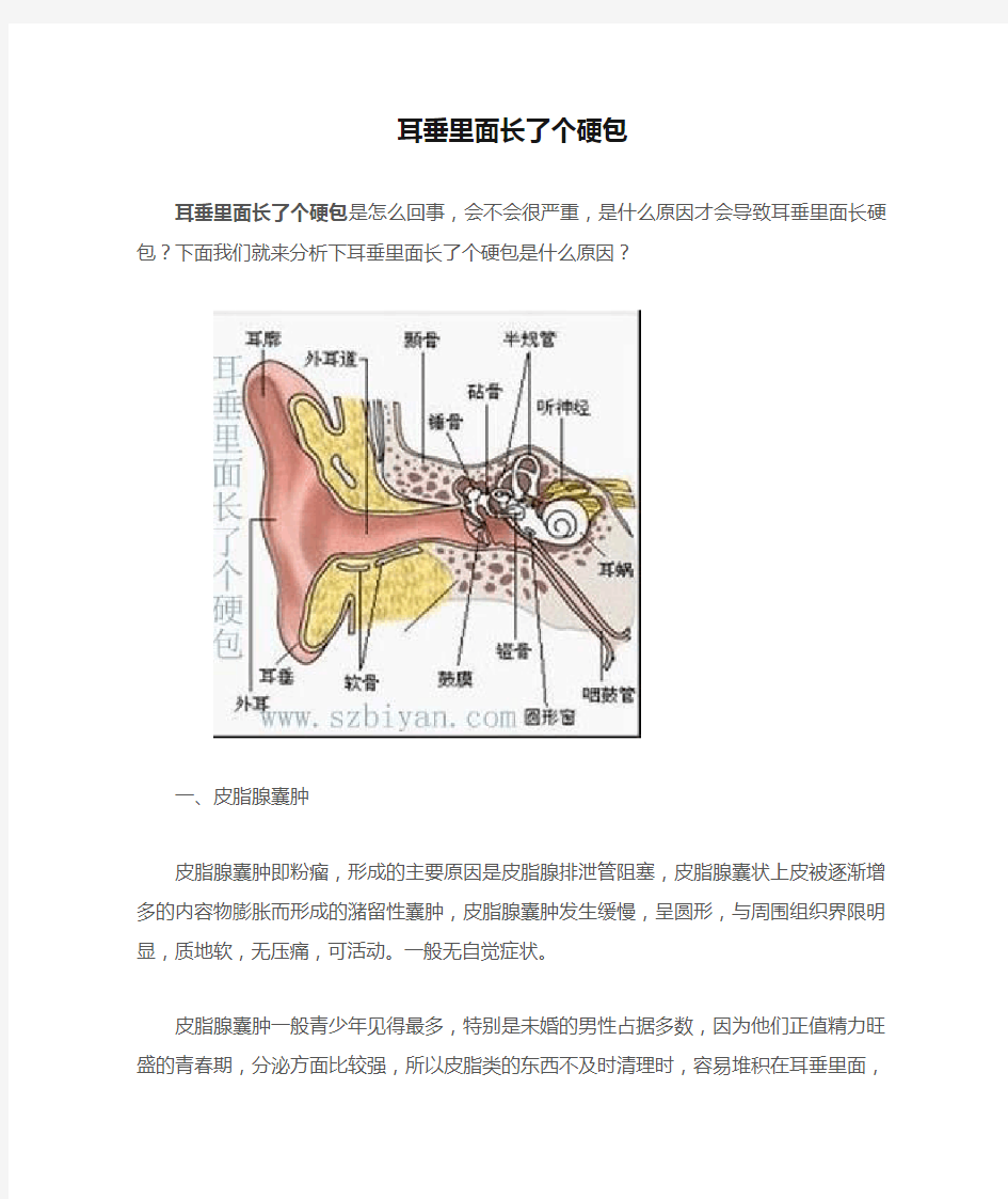 耳垂里面长了个硬包